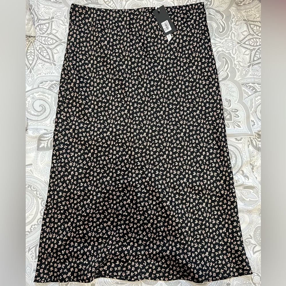 Black Floral Midi Skirt